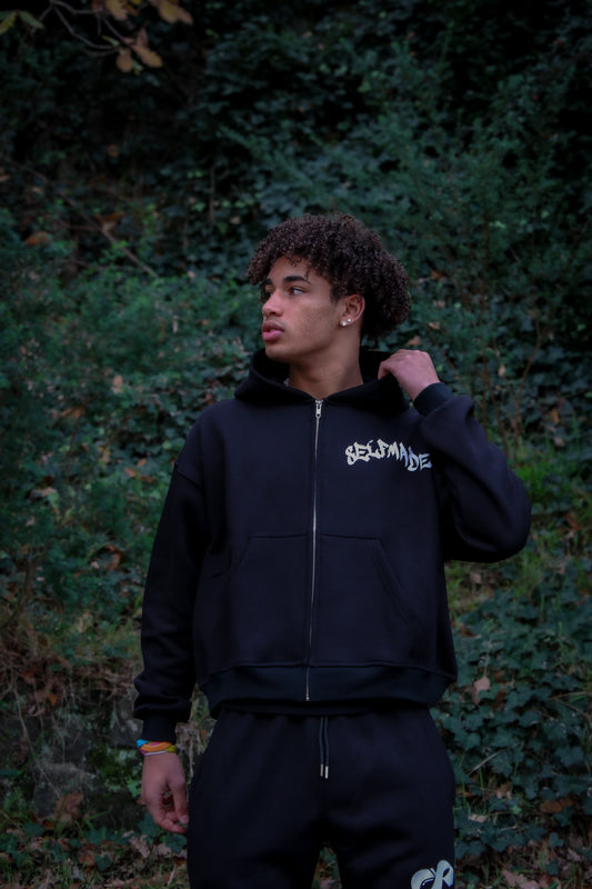 SELFMADE HEAVY ZIP UP HOODIE (BLACK)